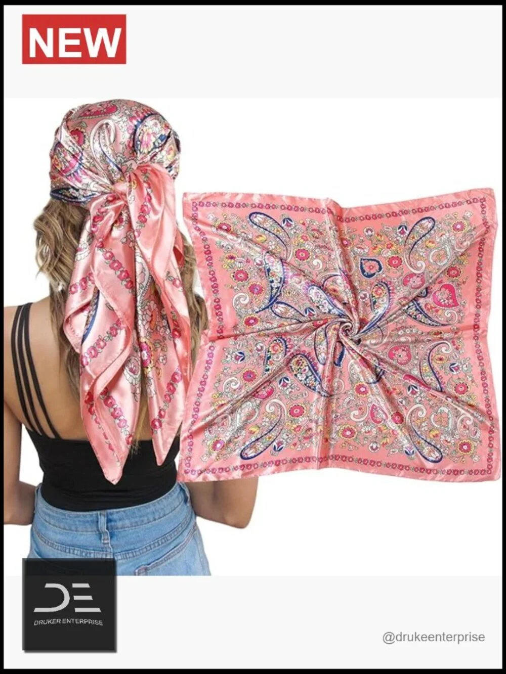Satin Silk Scarf - Large Hair Bandana, Sleeping Wrap for Women